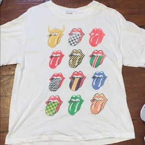 free people, rolling  stones shirt